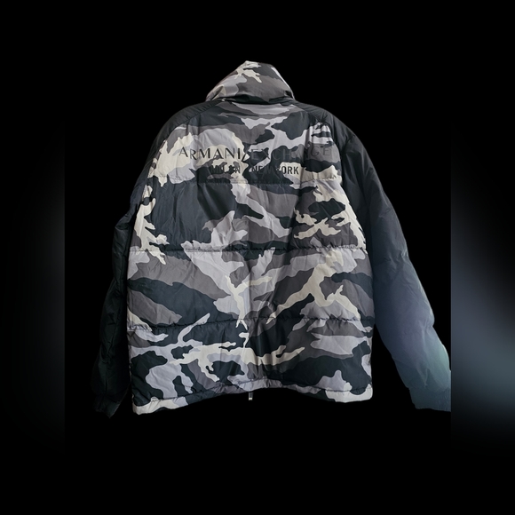 Armani Exchange Down Jacket In Gray Camo Size S NWT - Picture 10 of 14
